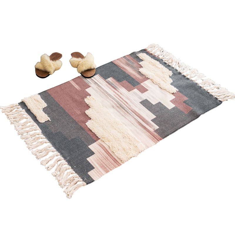 Creative Shiplap Rug Multi-Color Boho Chic Rug Cotton Pet Friendly Rug for Home