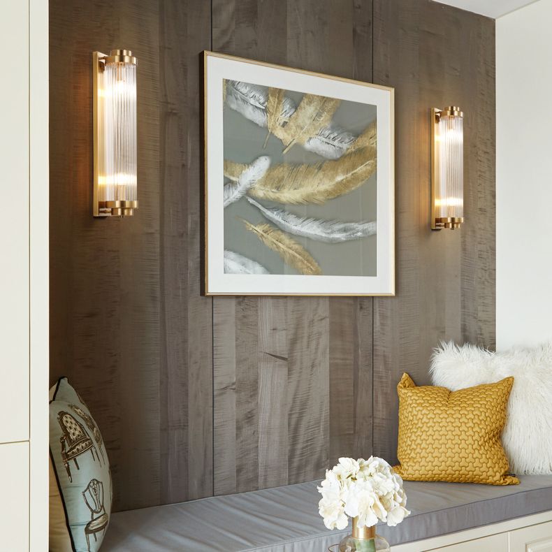 23.5 "H Luz de pared de cristal cilíndrica de montura de estilo posmoderno Ciudad de iluminación decorativa para la sala de estar para la sala de estar dormitorio