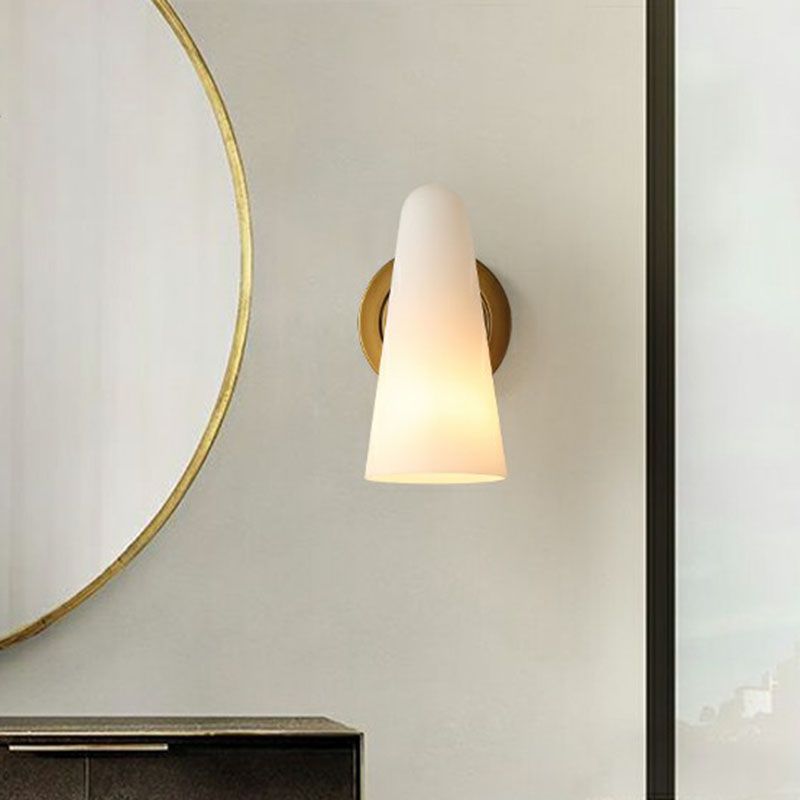 1-Licht-Wohnzimmer Wandbeleuchtung Minimalismus Gold Leuchte Licht mit Kegelfrostglasschatten
