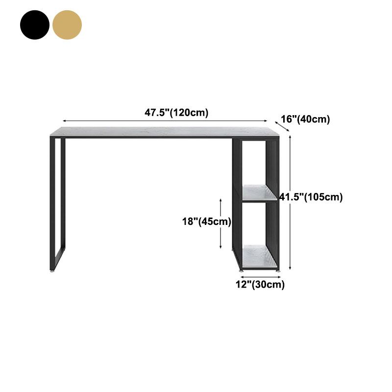 Glam Rectangle Indoor Bar Dining Table White Marble Bistro Table With Shelve