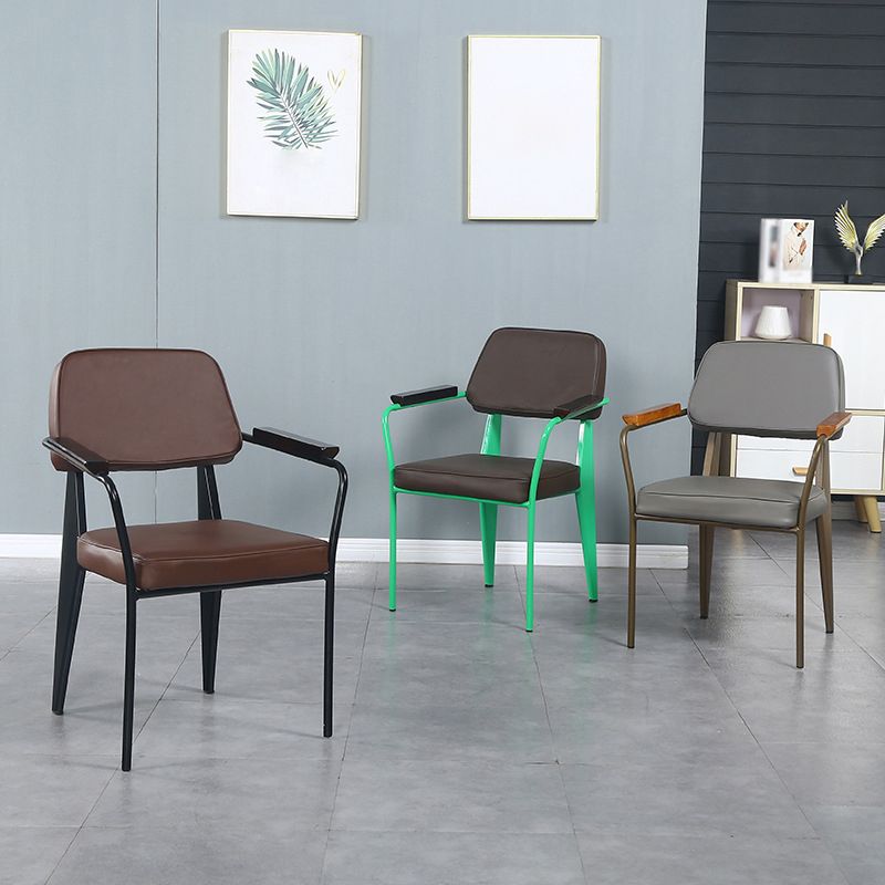 Fauteuil de pièce intérieure-extérieure en métal industriel, chaise à dossier ouvert