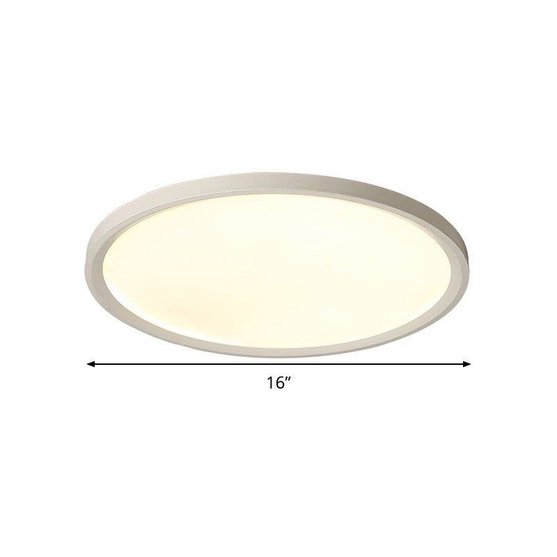 Minimalist White Disc Flush Light 16"/19.5"/23.5" Dia Super Thin Acrylic LED Ceiling Lamp in Warm/White Light/Remote Control Stepless Dimming