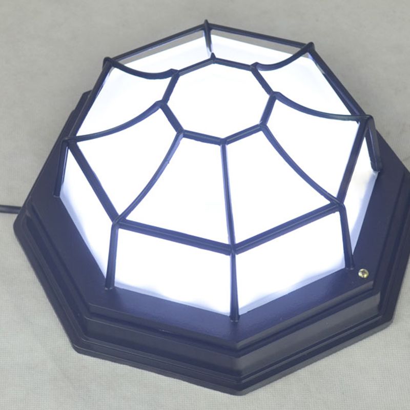 Octagonal Flush Mount Light Traditional Waterproof Ceiling Light with Glass Shade