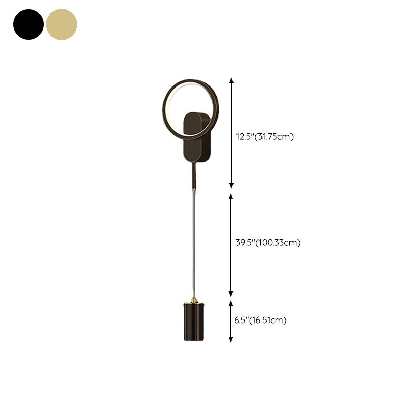 Modern Style Circle Shape Wall Light Metal 2 Light Sconces for Bedroom