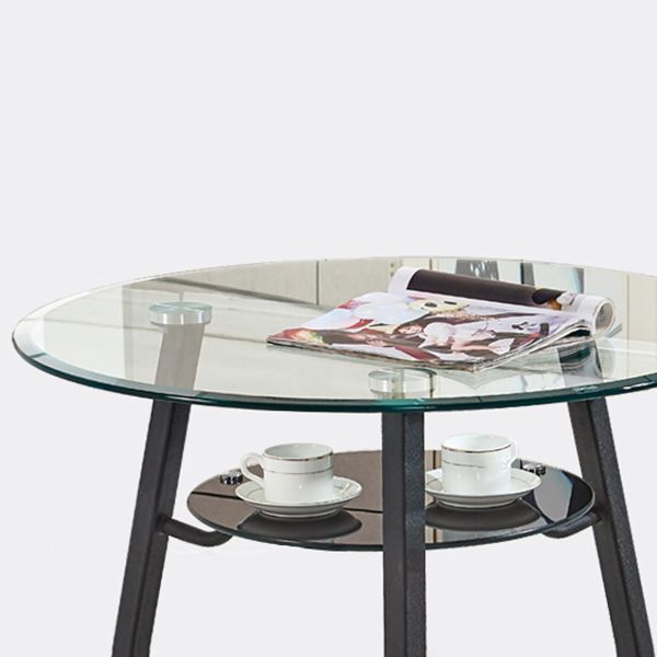 Zeitgenössischer Stil Küche Temperierter Glas Esstisch runden Form Tisch mit 3 Beinbasis