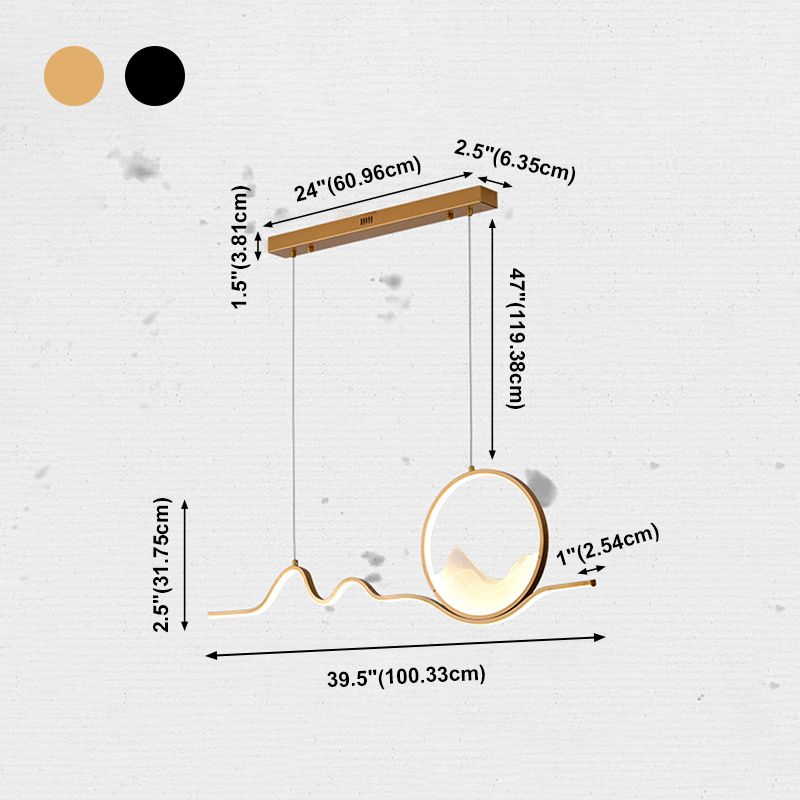 Modern LED Island Lighting Circle Metal Chandelier Light Fixture for Dining Room