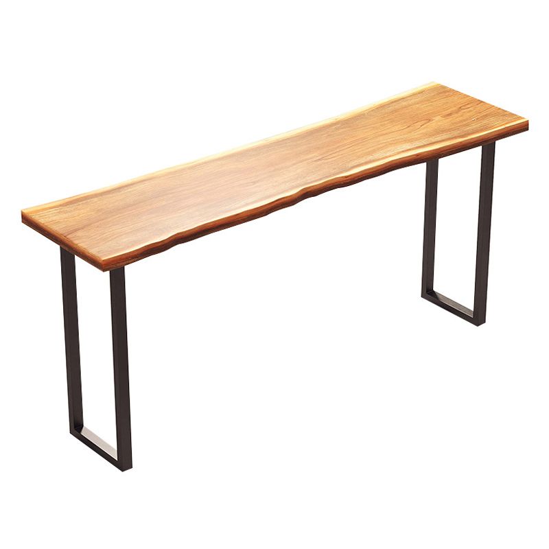 Pine Wood Bar Table Brown Industrial Bar Dining Table with Sled Base