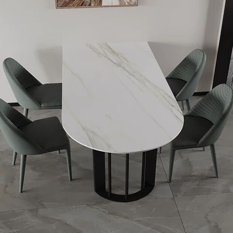 Sintered Stone Top Table with Double Pedestal Modern White Table for Restaurant