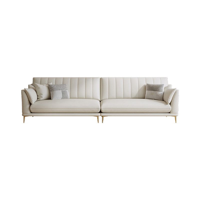 Modern Style Solid Wood Material Base Cloth Art & Leather Rice White Rectangular Sofa