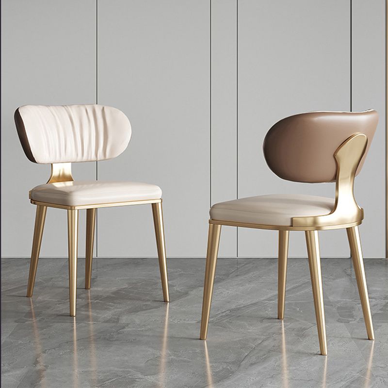 Glam Open Back Dining Chair Gold Legs Dining Room Side Chair