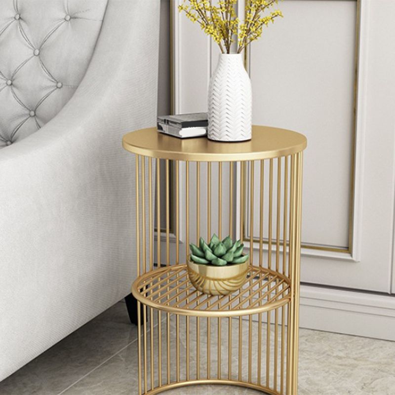 21.65" Tall Mid-century Side End Table Metal Frame Round Sofa Side Accent Table