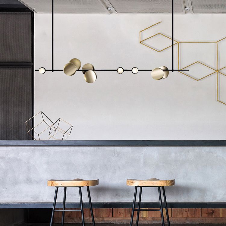 47" Wide Post Modern Metal Linear Design Island Light 9 Lights Minimalist Hanging Pendant Light in Gold