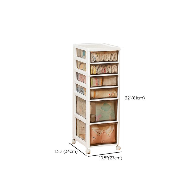 Modern Dresser Plastic Vertical Kids Dresser Set in White for Kids