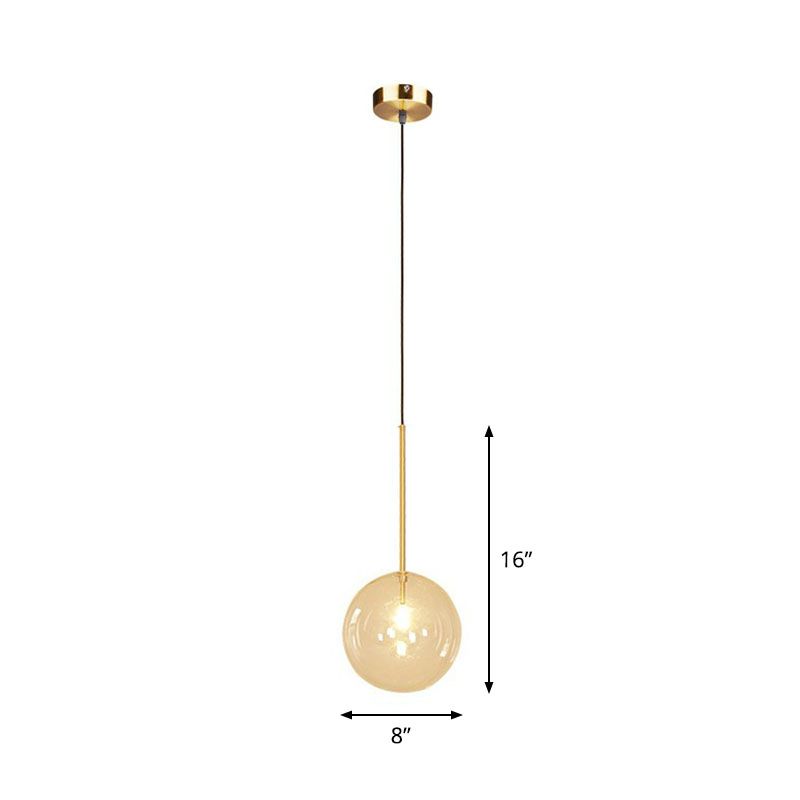 Hand-Blown Glass Globe Hanging Lamp Minimalism 1 Light Gold Finish Ceiling Pendant