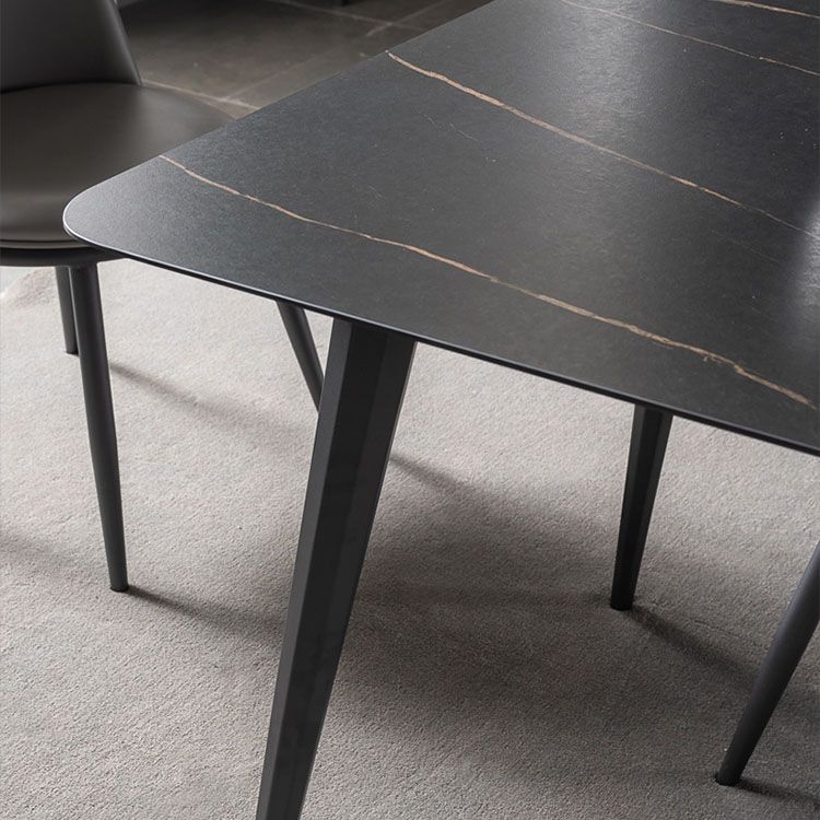 Modern Dining Table Set 1/4 Pcs Sintered Stone Dining Table with Faux Leather Chairs