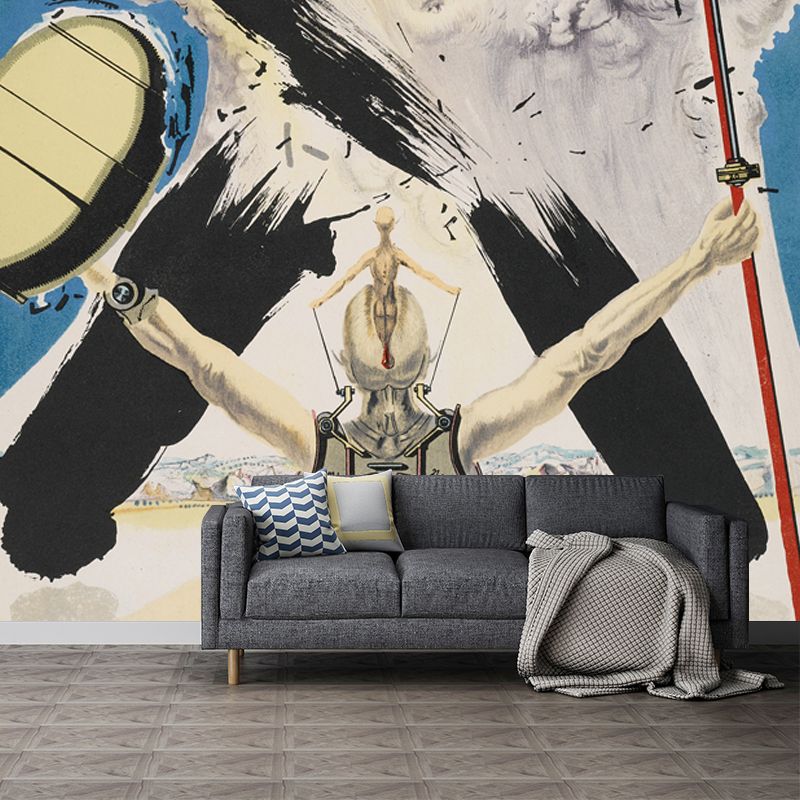 Salvador Dali Knight Painting Mural Surreal Water-Proof Living Room Wall Art, Customized Size