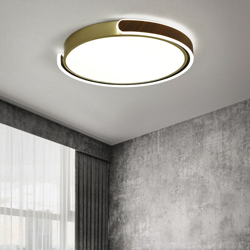 Brown Modern Metal Flush Mount Circle Shape Ceiling Light with Acrylic Shade for Passage