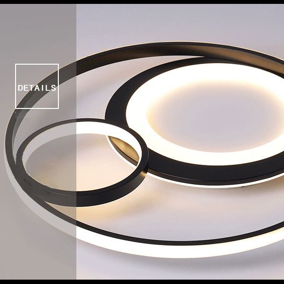 Minimalist LED Flush Mount Ceiling Fixture Black Circle Flush Mount Lighting with Metal Shade