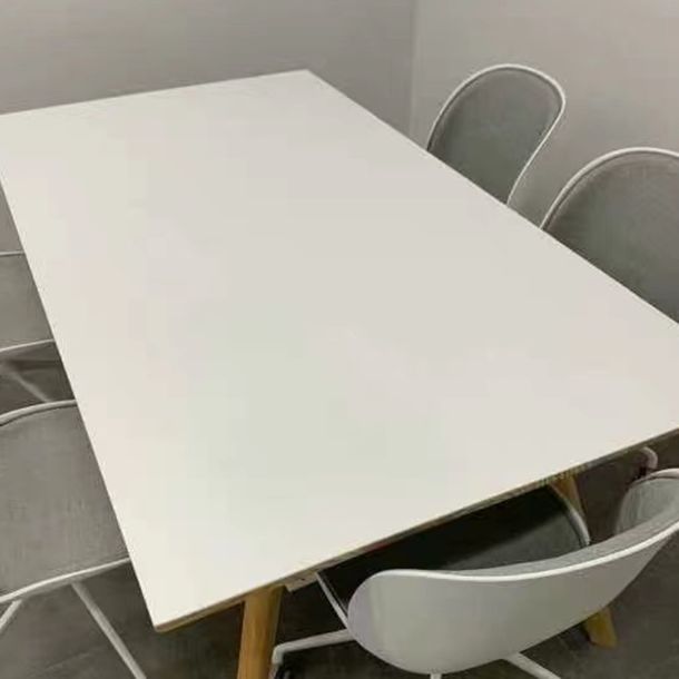 Rectangle Minimalist Dining Table Two-Color Fixed Table with Solid Wood