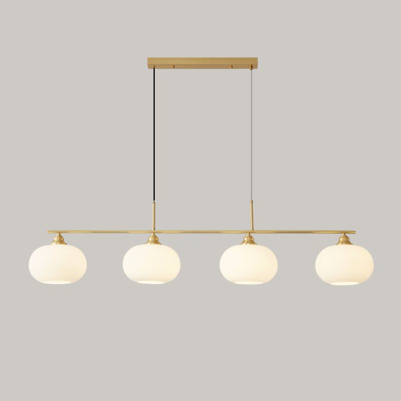 Modern Metal Pendant Light Persimmon Shape Island Light with Glass Shade for Living Room