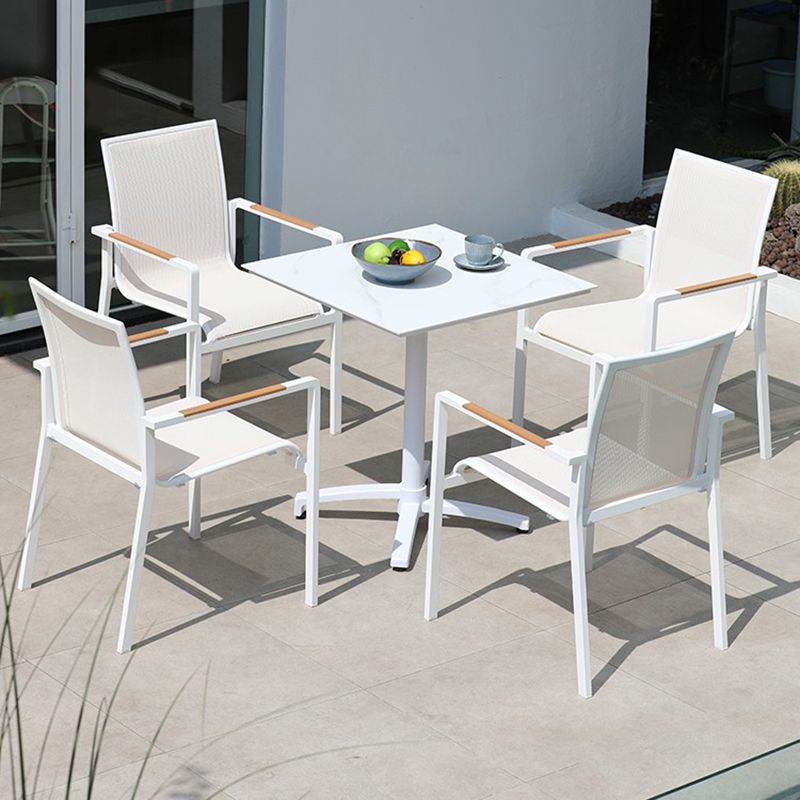Modern Outdoor Patio Table UV Resistant Dining Table with Metal Frame