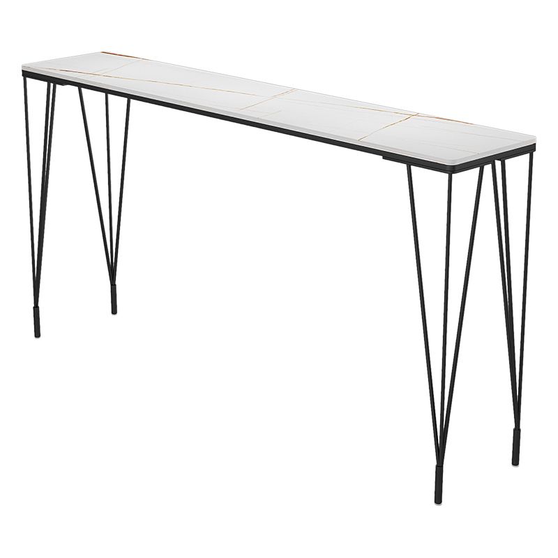 Mesa de barra de hierro negro industrial Mesa de mármol sintético Top 41.3 "H Mesa Bistro