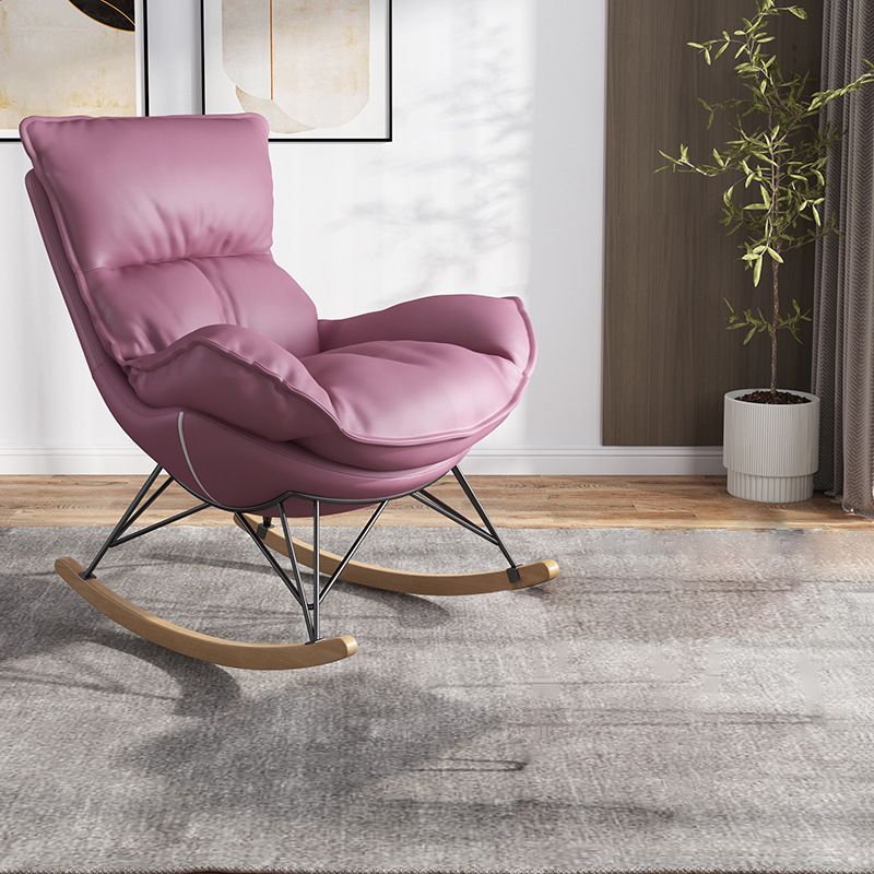 Contemporary Rocking Chair Faux Leather Waterproof Glider Chair with Removable Cushions