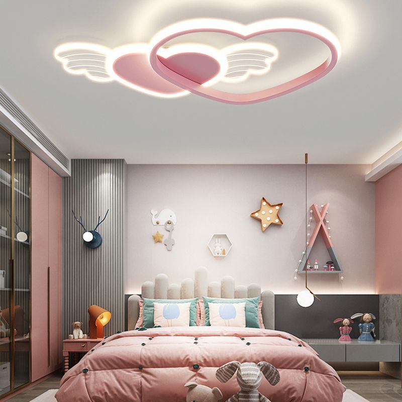 2-Light Pink Modern Flush Mount Lighting Acrylic Ceiling Light for Bedroom