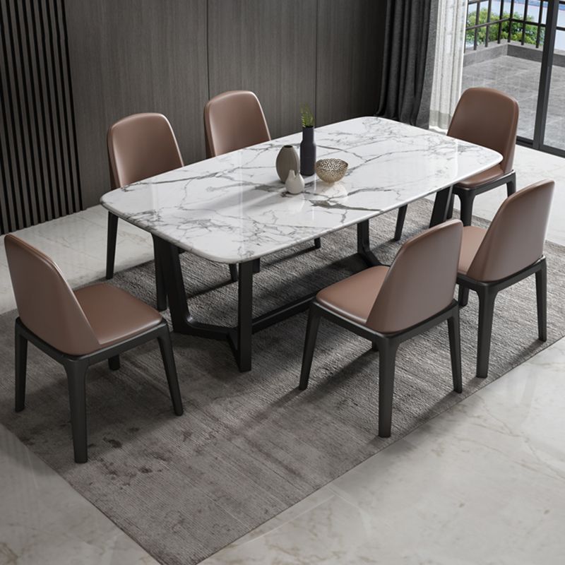 5/7 Pieces Modern White Marble Top Wooden Frame Dining Set for Home