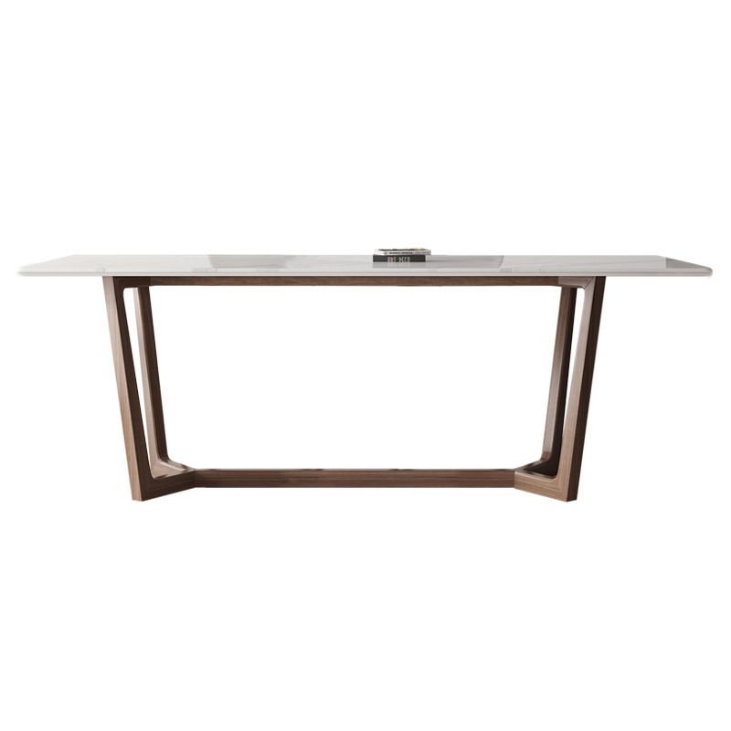Industrial Style Dinner Table Rectangle Stone Dining Site Table in White