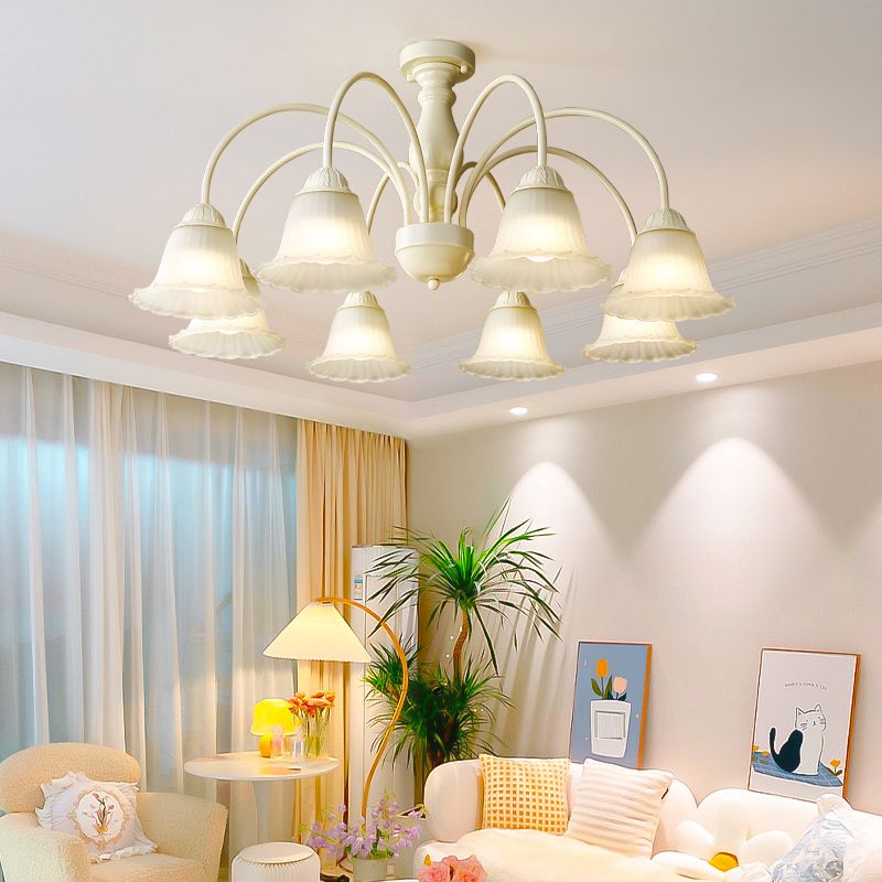 Modern Ceiling Lamp Metal Flush Mount Light Fixture with Glass Shade for Bedroom