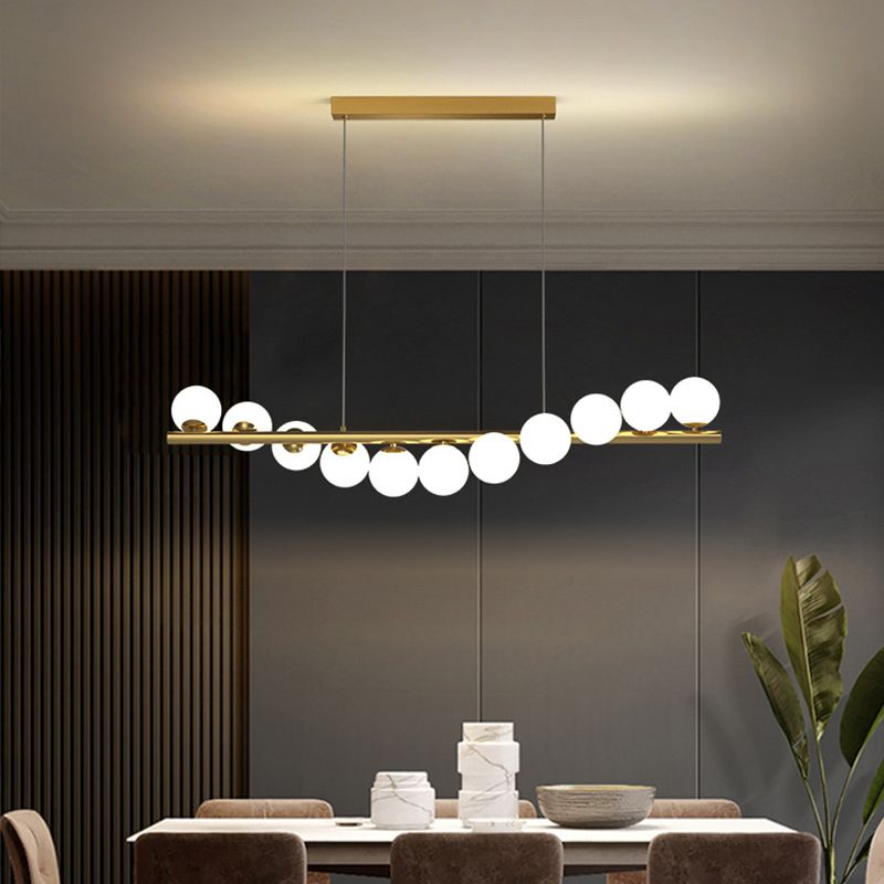 Glass Ball Shape Chandelier Light Modern Multi Lights Chandelier Light Fixture in Gold