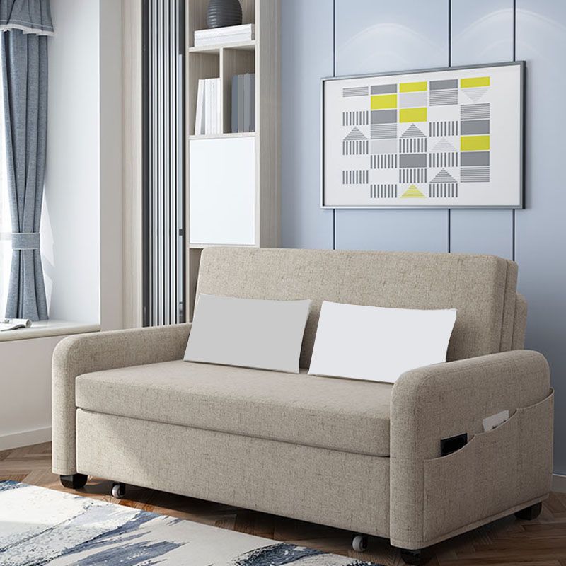 Square Arm Modern Sofa with Pillows Convertible Sofa Bed with Storage