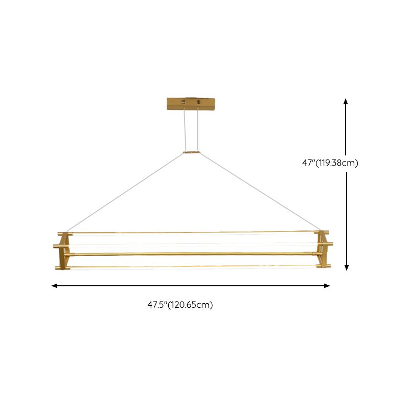 LED Linear Kitchen Island Lighting in Gold Contemporary Solid Brass Ceiling Pendant
