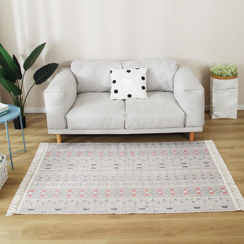 Stijlvolle boho chic tapijt multicolor geometrisch vloerkleed machine wassen tassel-getrimde tapijt voor huis