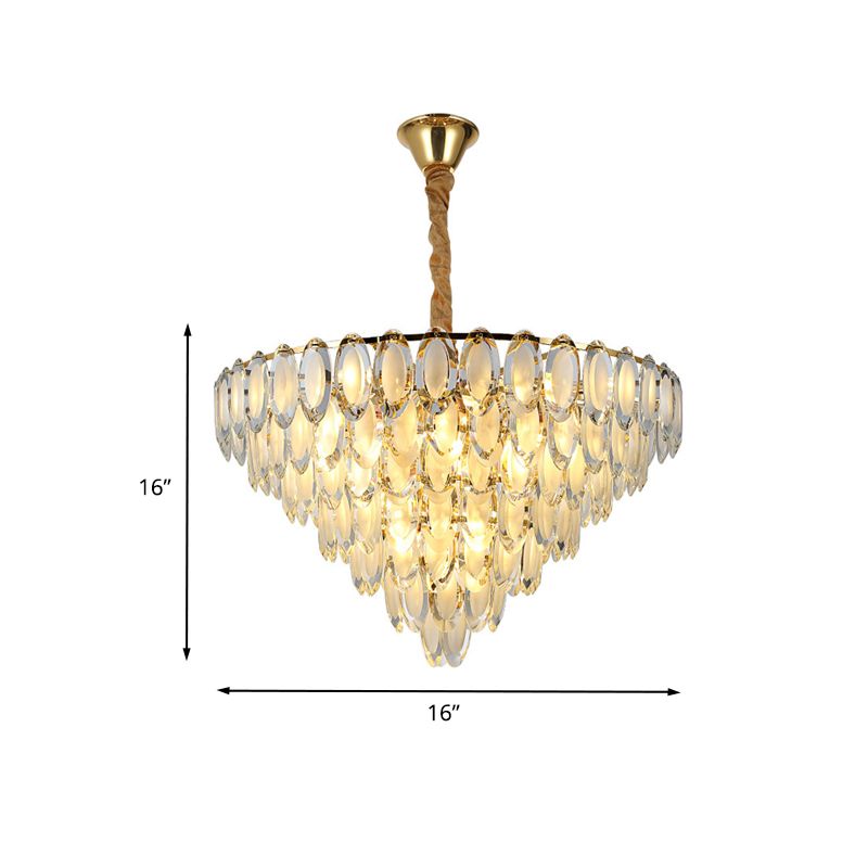 Ovale Crystal Gold Semi Flushmount superbe 5 bulbes de style moderne plafond Flush Mount Light pour le salon
