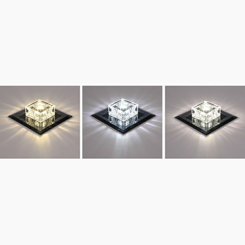Luz de techo empotrada LED de forma cuadrada moderna, luz de techo empotrada de cristal para pasillo