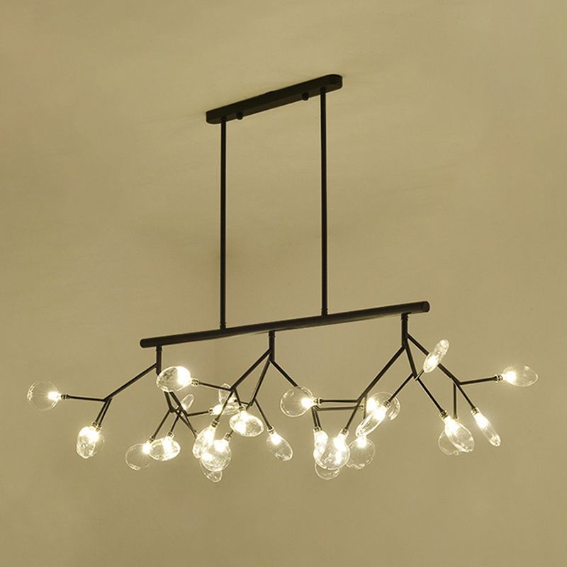 Luz de la isla de Firefly creativa moderna Luz colgante de hierro forjado Sputnik con sombra acrílica