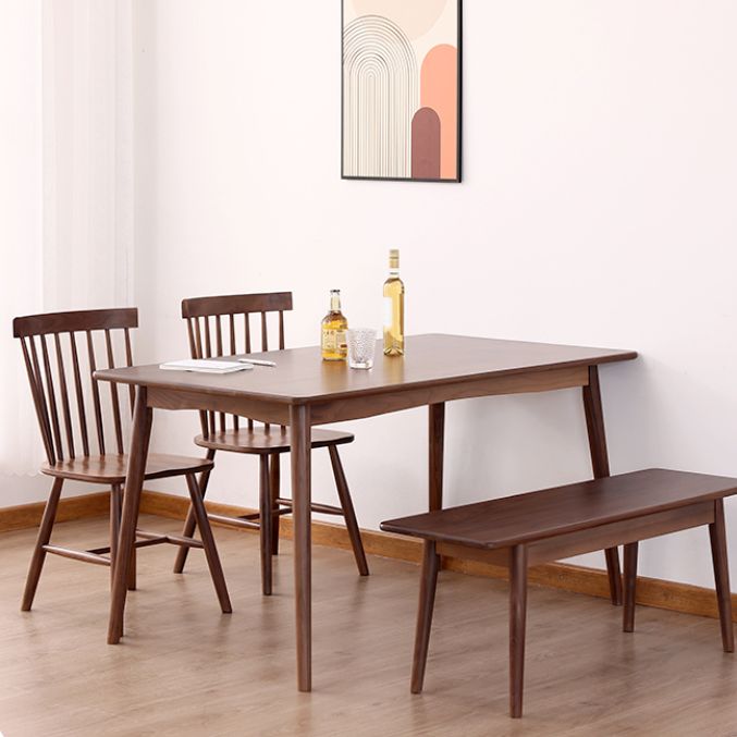Brown Solid Wood Dining Set 1/4/5 Pieces Modern Dinette Set with Wooden Chairs