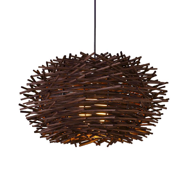 Chinesische 1 Glühbirnen Deckenlampe Weiße Global Hanging Anhänger Licht mit Rattan -Schatten