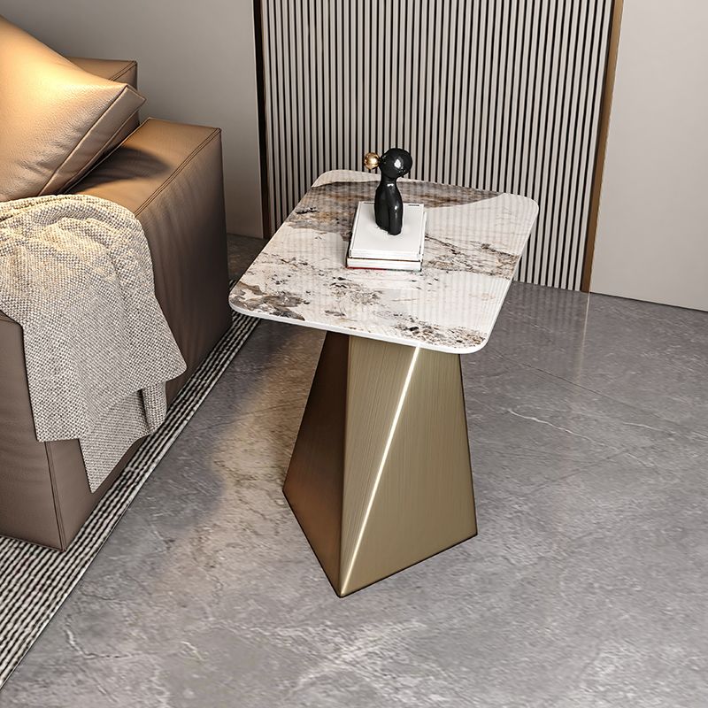 20.5" Tall Modern Slate Top Side Table Steel Pedestal End Table