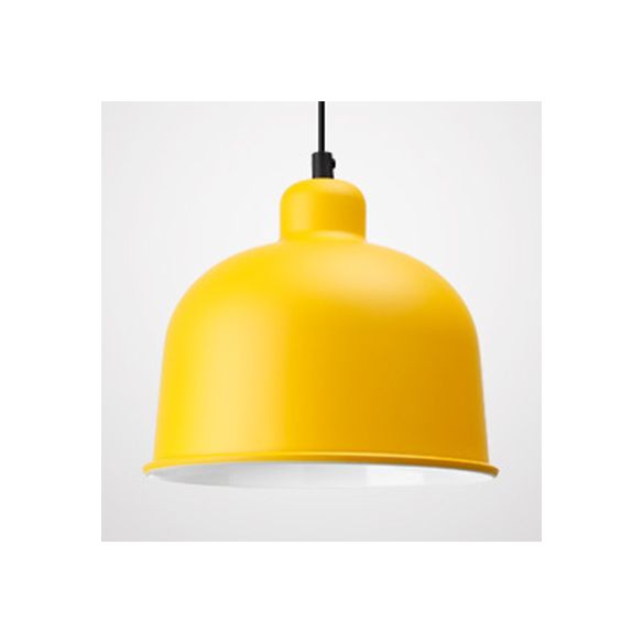 Bowl Shade Hanging Light Single Head Macaron Style Aluminum Pendant Lamp for Restaurant