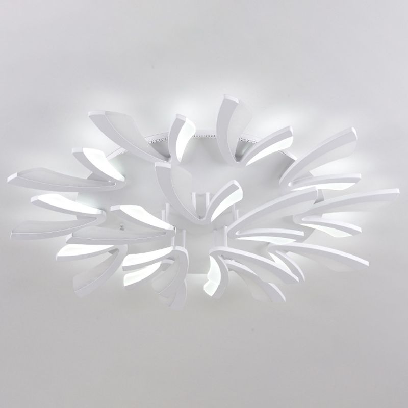 Lámpara de techo nórdica en forma de V, lámpara de techo LED de acrílico para sala de estar, montaje empotrado, en blanco