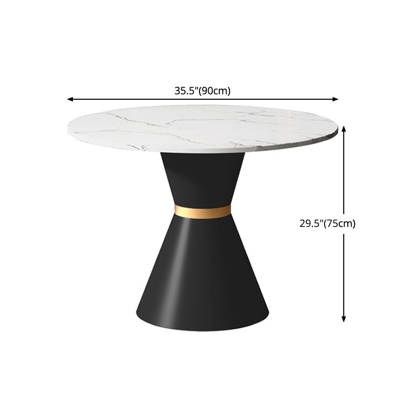 Traditional Luxury Dining Table Round White Top Pedestal Dining Table