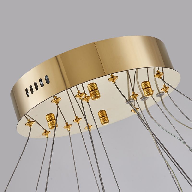 Round Shape Crystal Chandelier Modern Stainless Steel Down Lighting Pendant for Study