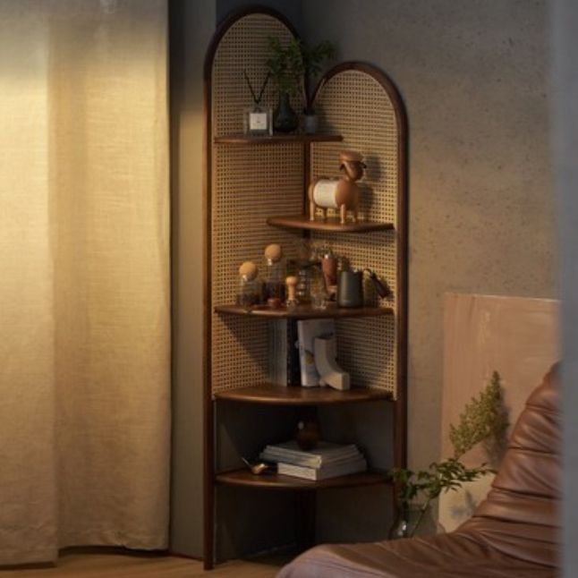 Contemporary Corner Bookshelf Wooden Closed Back Bookcase with Shelves