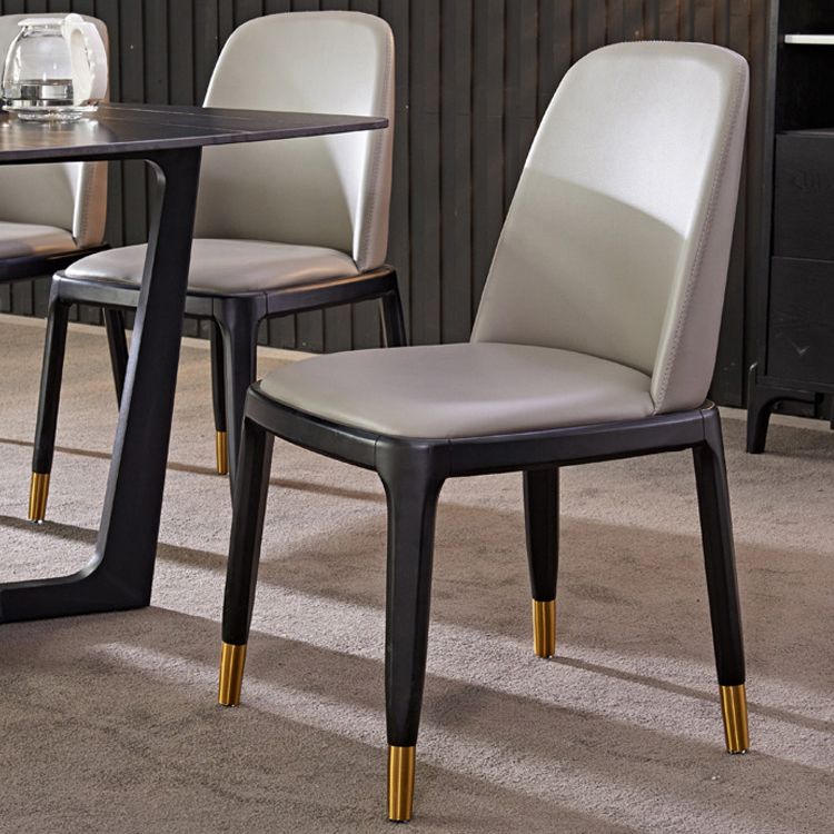 Faux Leather Industrial Dining Room Chair Matte Finish Solid Back Dining Chair