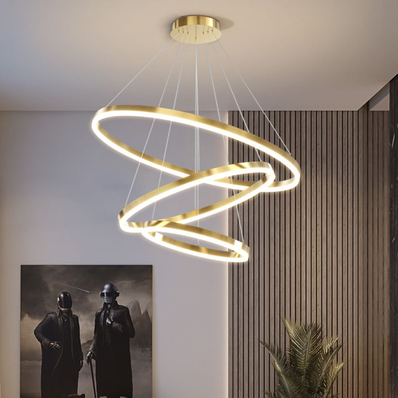 Modern Farmhouse Chandelier Multiple Rings Pendant Light Round Metal Chandelier