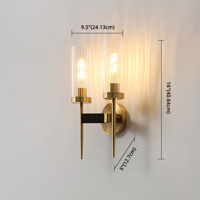 Cylindrical Clear Glass Wall Lighting Fixtures Modern Wall Mounted Light Fixture for Bedroom