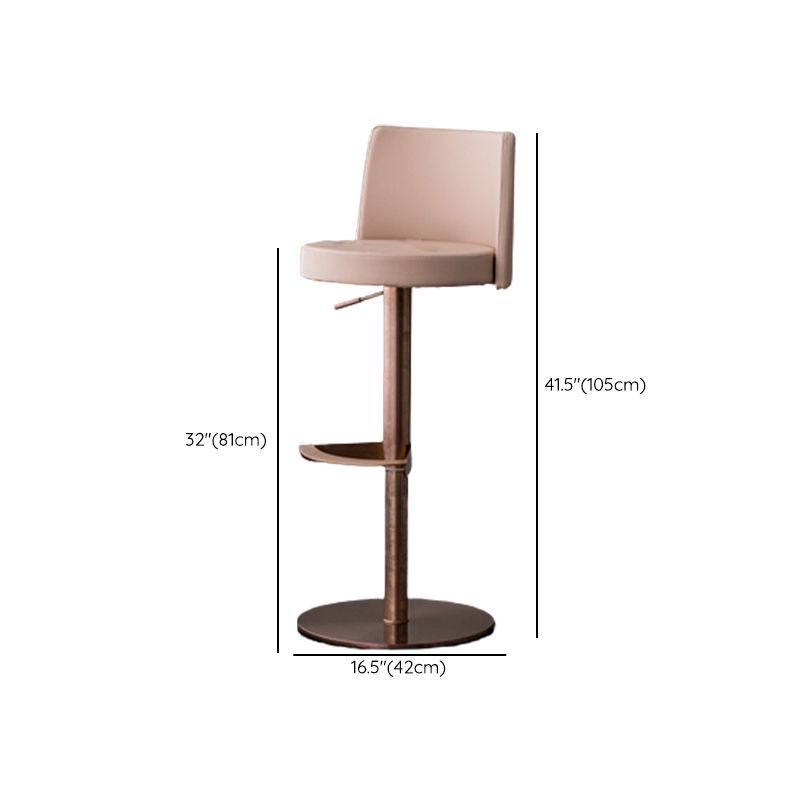 Modern Style Adjustable Counter Stool with Leather Cushion and Single Leg